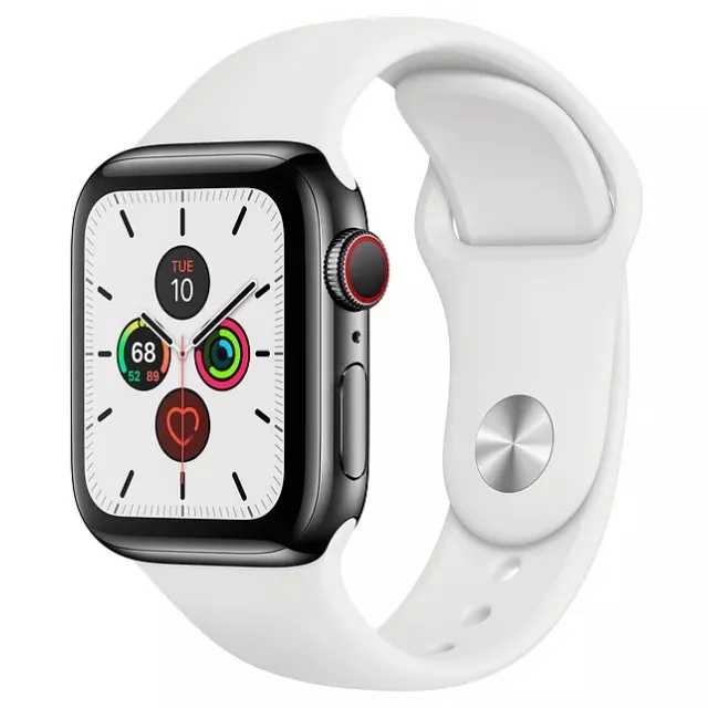 Умные часы Apple Watch Series 5 GPS + Cellular 40mm Stainless Steel Case with Sport Band (Цвет: White)