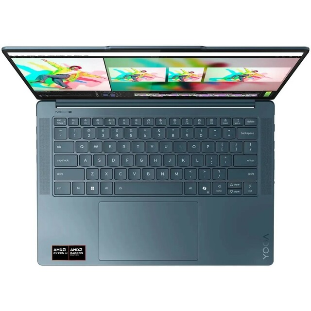 Ноутбук Lenovo Yoga Pro 7 14AKP10 (Ryzen AI 7 350 2Ghz/32Gb LPDDR5x/SSD1Tb/AMD Radeon 860M/14.5 /noOS/turquoise) (83KG0013RK)