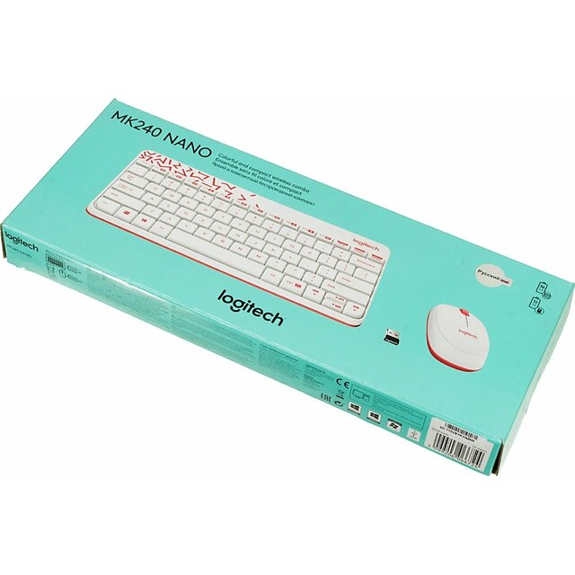 Клавиатура + мышь Logitech MK240 (Цвет: White / Red)