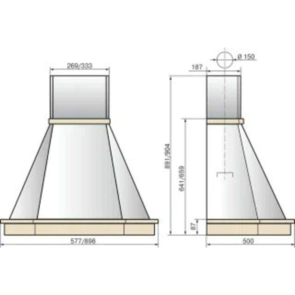 Вытяжка каминная Elikor Камин Грань 60П-650-П3Л (Цвет: Beige)