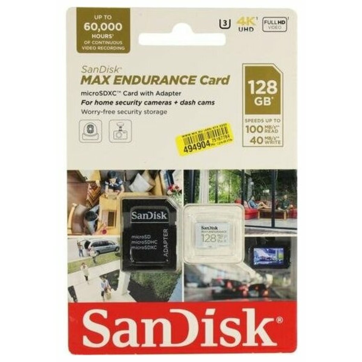 Карта памяти SanDisk Max Endurance microSDXC 128Gb, белый