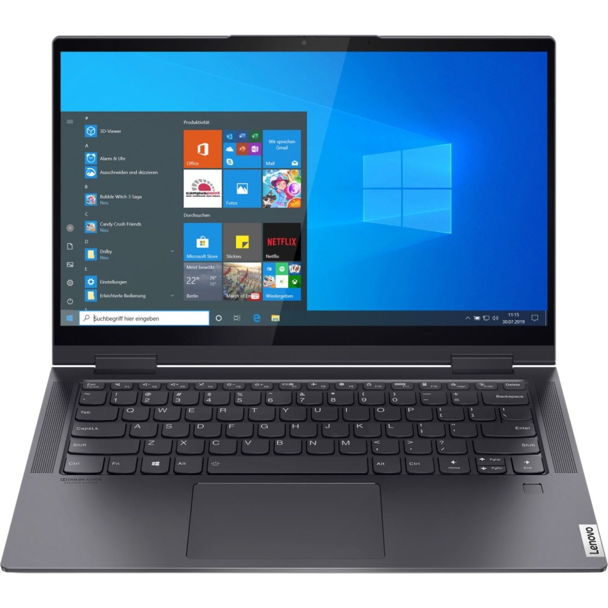 Ноутбук-Трансформер Lenovo Yoga 7 14ITL5 Core i5 1135G7 16Gb SSD256Gb UMA 14 Touch FHD (1920x1080) Windows 11 grey WiFi BT Cam