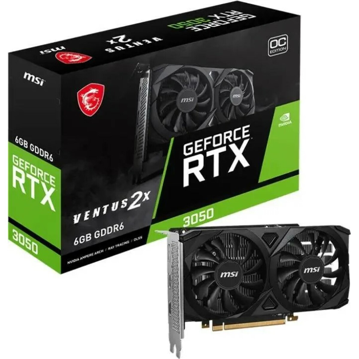 Видеокарта MSI GeForce RTX 3050 6Gb VENTUS 2X 6G OC 