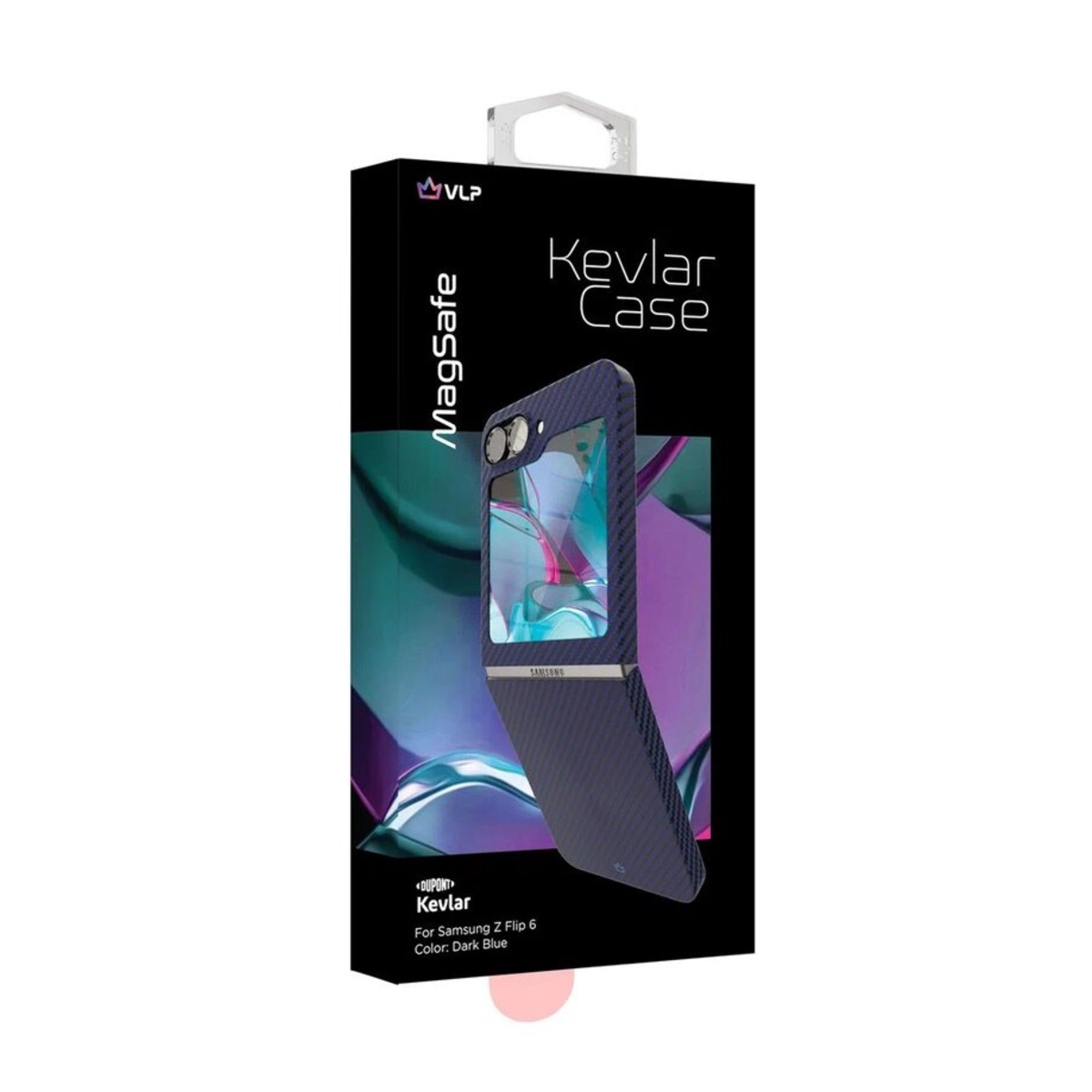 Чехол-накладка VLP Kevlar Сase MagSafe для смартфона Samsung Galaxy Z Flip 6 (Цвет: Dark Blue)