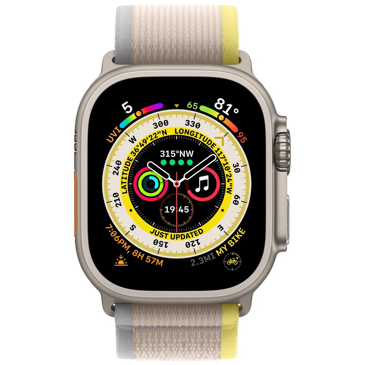 Умные часы Apple Watch Ultra 49mm Titanium Case with Trail Loop S/M (Цвет: Yellow/Beige)