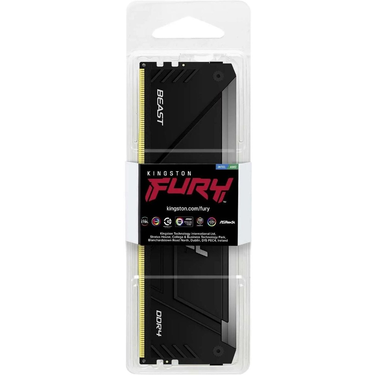 Память DDR4 16GB 3200MHz Kingston KF432C16BB2A / 16 Fury Beast RGB RTL Gaming PC4-25600 CL16 DIMM 288-pin 1.35В single rank с радиатором Ret