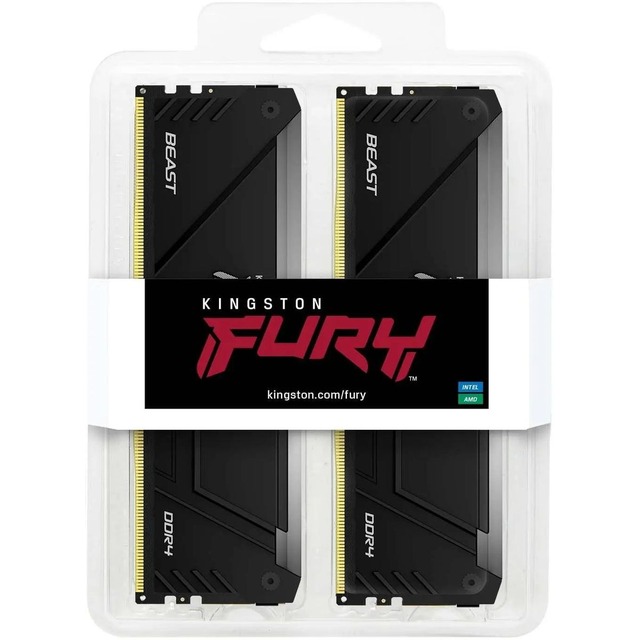 Память DDR4 2x16GB 3200MHz Kingston KF432C16BB2AK2/32 Fury Beast RGB RTL Gaming PC4-25600 CL16 DIMM 288-pin 1.35В kit single rank с радиатором Ret