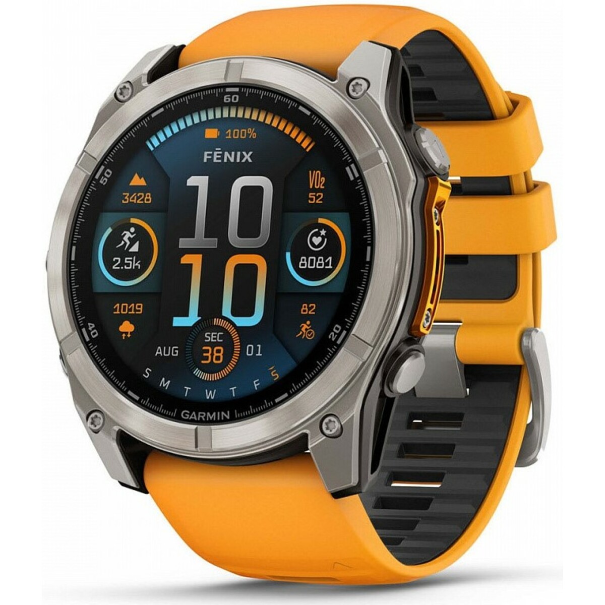 Умные часы Garmin Fenix 8 51mm Amoled Sapphire DLC (Цвет: Titanium Spark/Orange)