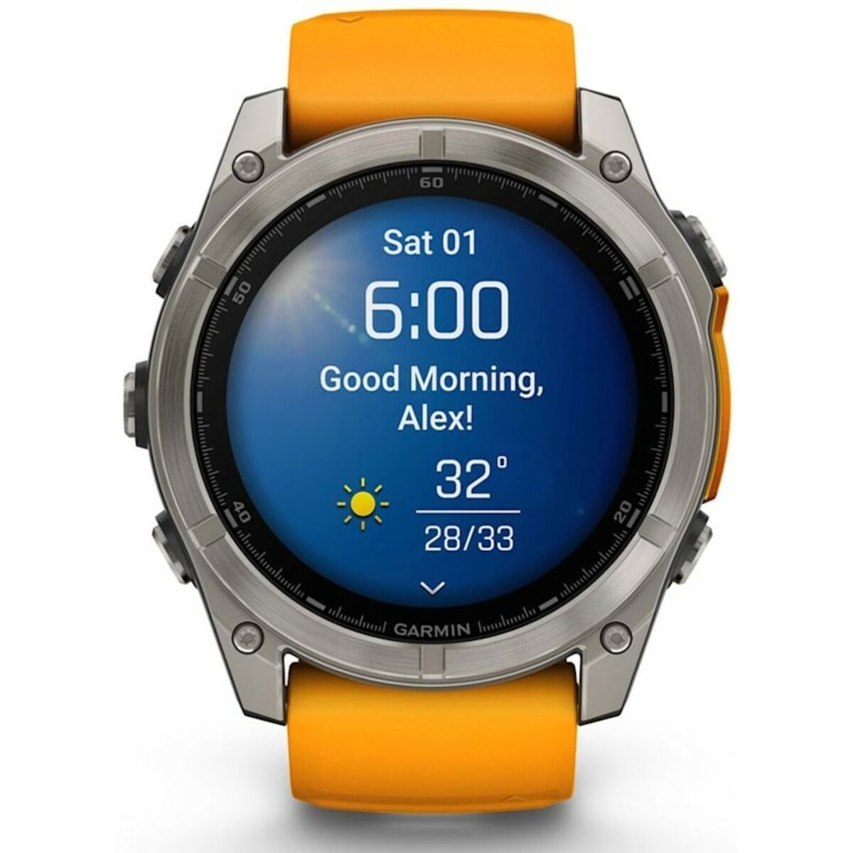 Умные часы Garmin Fenix 8 51mm Amoled Sapphire DLC (Цвет: Titanium Spark/Orange)