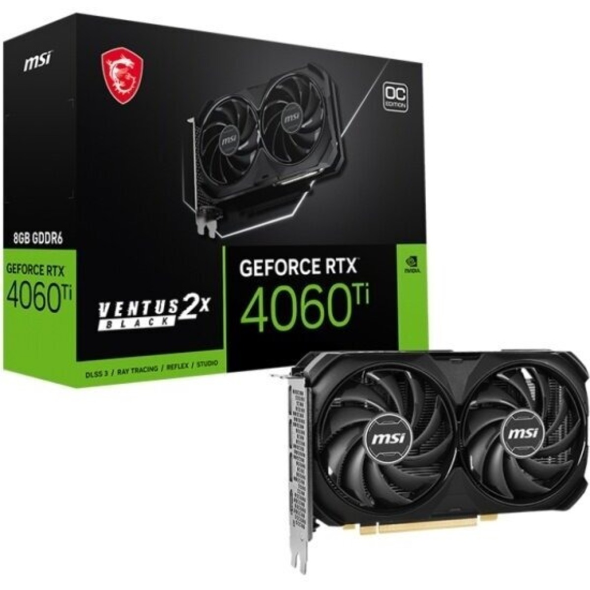 Видеокарта MSI GeForce RTX 4060 Ti VENTUS 2X, черный 8G