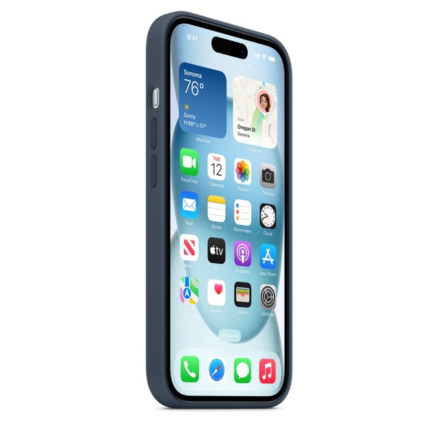 Чехол-накладка Apple Silicone Case with MagSafe для смартфона Apple iPhone 15 (Цвет: Storm Blue)