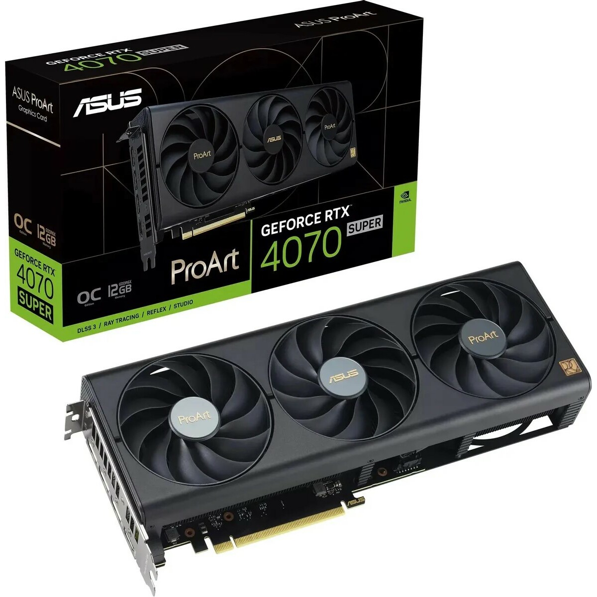 Видеокарта Asus PCI-E 4.0 PROART-RTX4070S-O12G NVIDIA GeForce RTX 4070 Super 12Gb 192bit GDDR6X 2475 / 21000 HDMIx1 DPx3 HDCP Ret