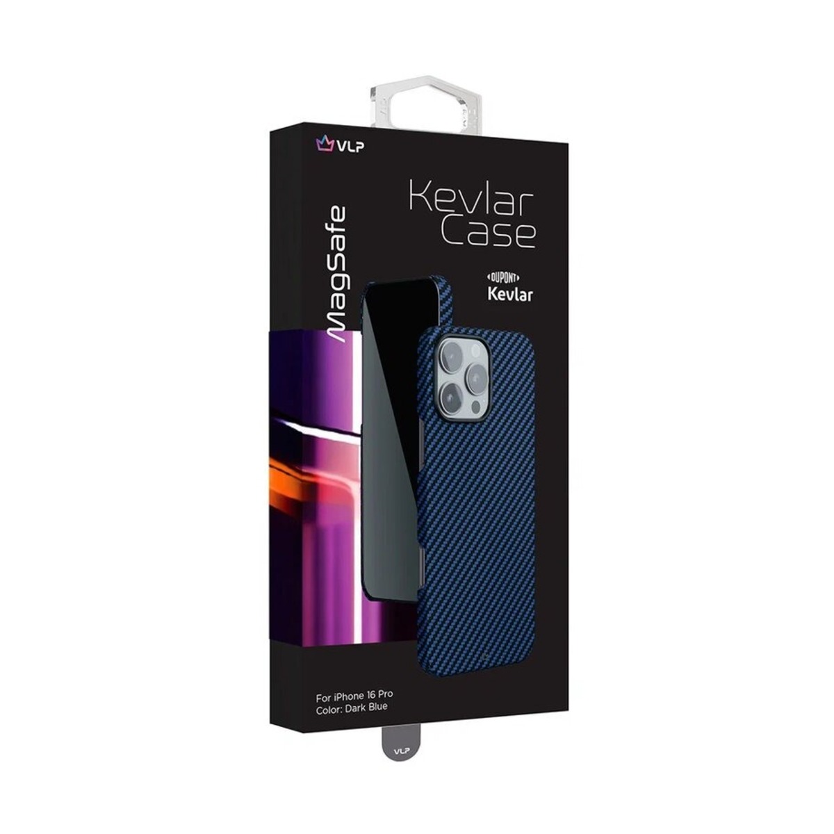 Чехол-накладка VLP Kevlar Сase with MagSafe для смартфона iPhone 16 Pro (Цвет: Dark Blue)