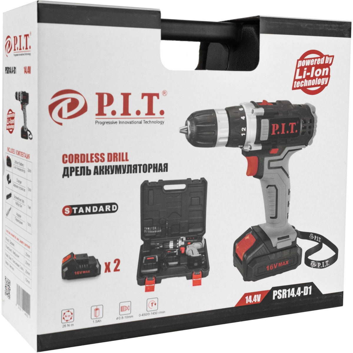 Дрель-шуруповерт P.I.T. PSR 14.4-D1 (Цвет: Black / Gray)