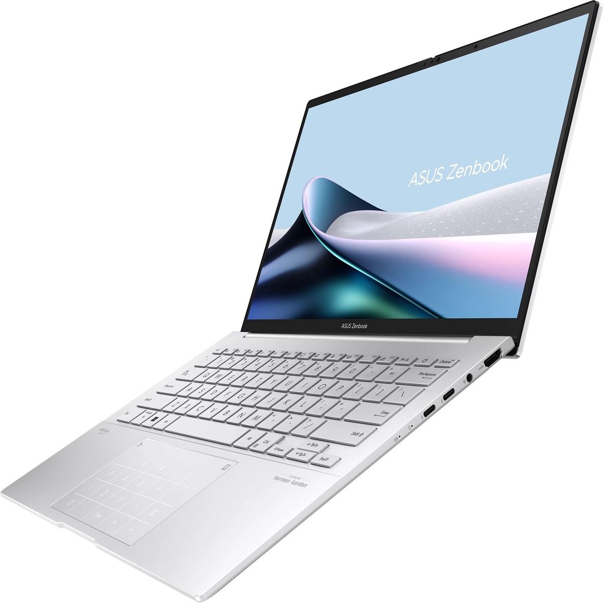 Ноутбук Asus Zenbook 14 UX3405MA-QD488W Core Ultra 7 155H 16Gb SSD1Tb Intel Arc 14 OLED FHD+ (1920x1200) Windows 11 Home silver WiFi BT Cam Bag (90NB11R2-M00SS0)