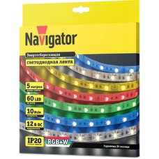 Лента светодиодная NAVIGATOR NLS-5050RGBW60-10-IP20-12V RGB (уп.5м) 