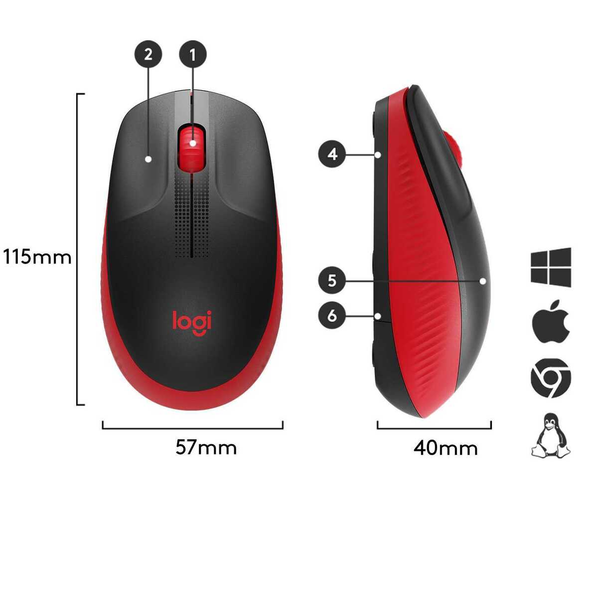 Беспроводная мышь Logitech M190 (Цвет: Red/Black)