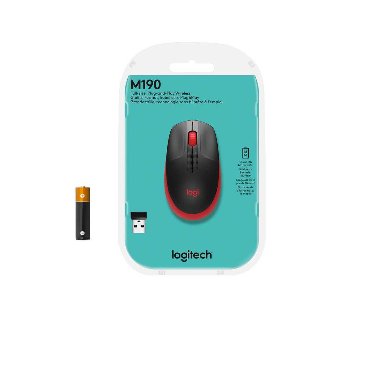 Беспроводная мышь Logitech M190 (Цвет: Red/Black)