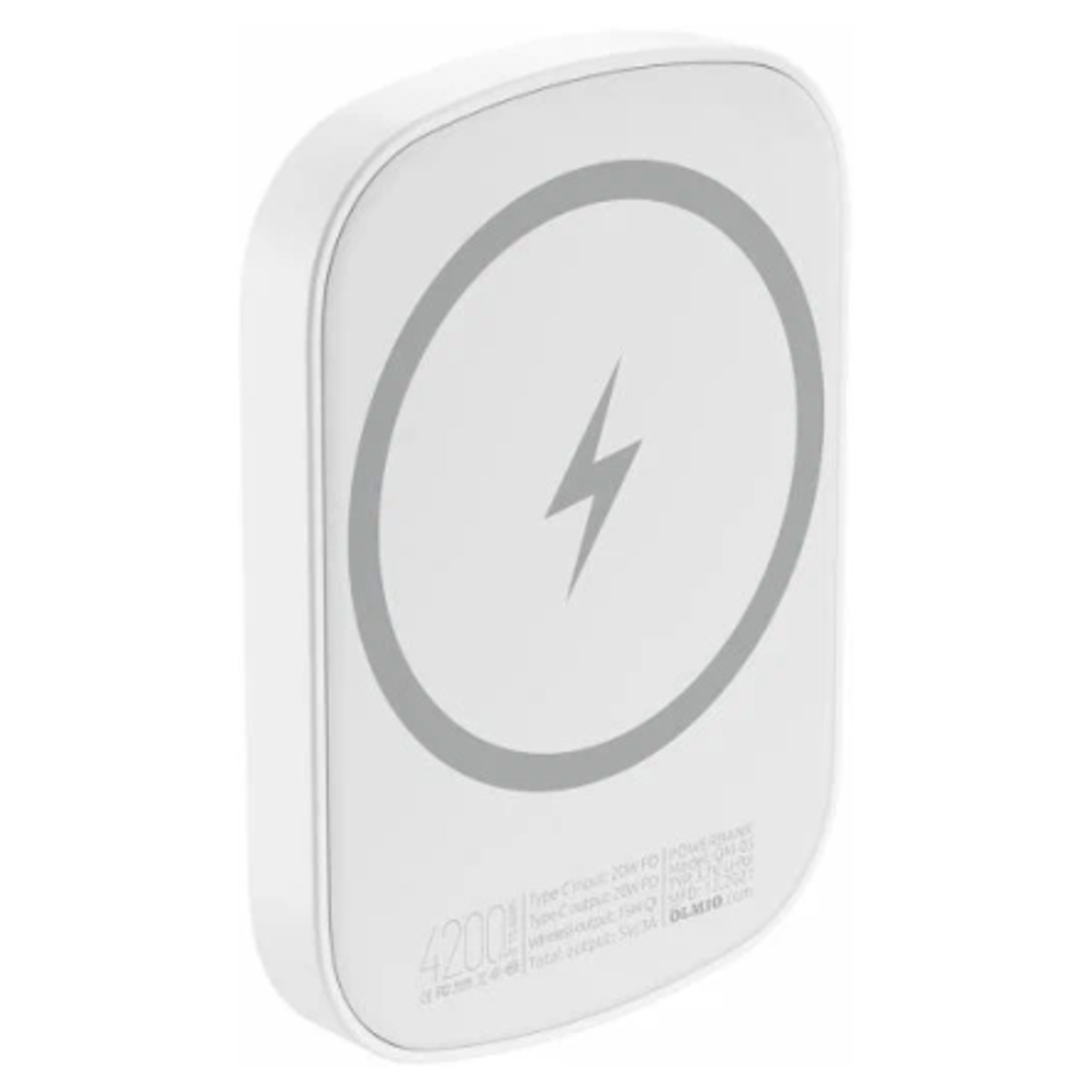 Внешний аккумулятор OLMIO Wireless Powerbank 4200mAh MagSafe с беспроводной зарядкой (Цвет: White)