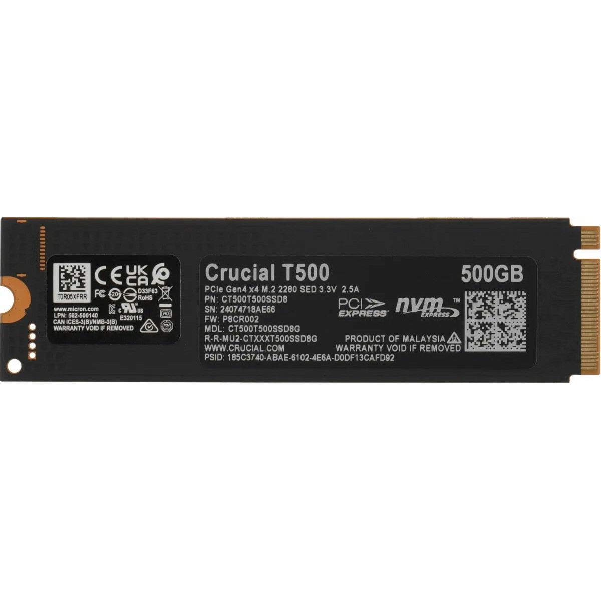Накопитель SSD Crucial PCIe 4.0 x4 500Gb CT500T500SSD8 