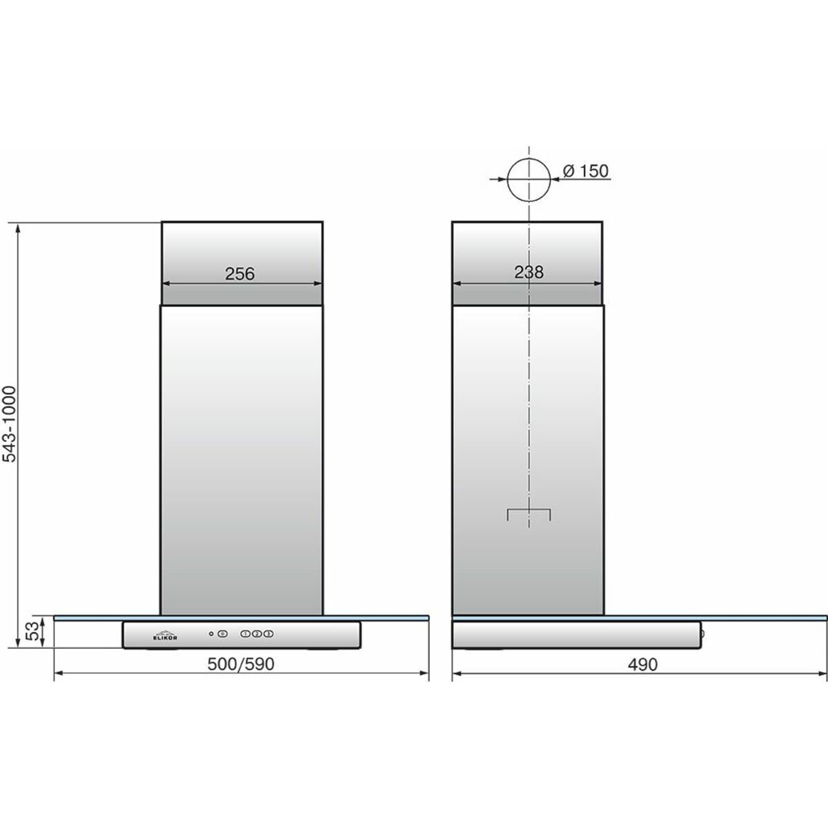 Вытяжка каминная Elikor Кристалл 60Н-430-К3Д 1M (Цвет: Inox)