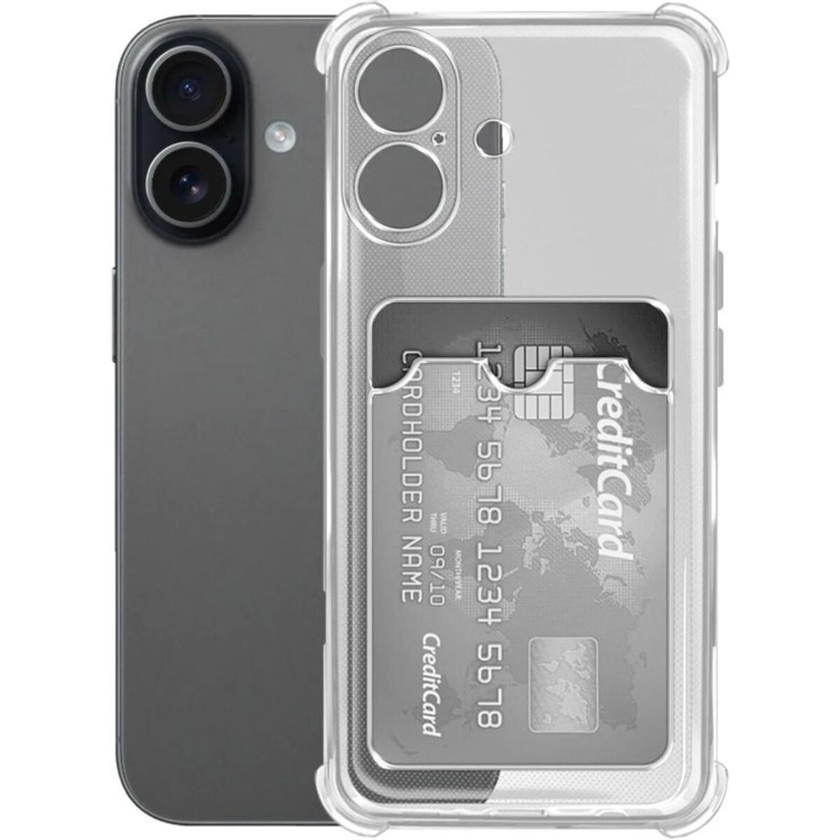 Чехол-накладка Borasco Bumper Case с картхолдером для Apple iPhone 17, прозрачный