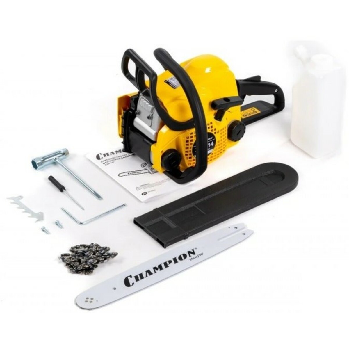 Бензопила Champion 232-14 + подарок (Цвет: Yellow / Black)