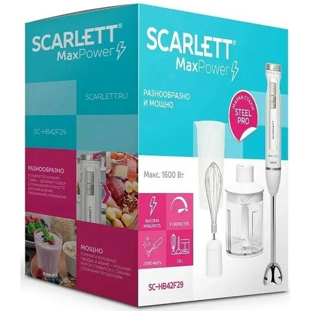 Блендер погружной Scarlett SC-HB42F29, белый