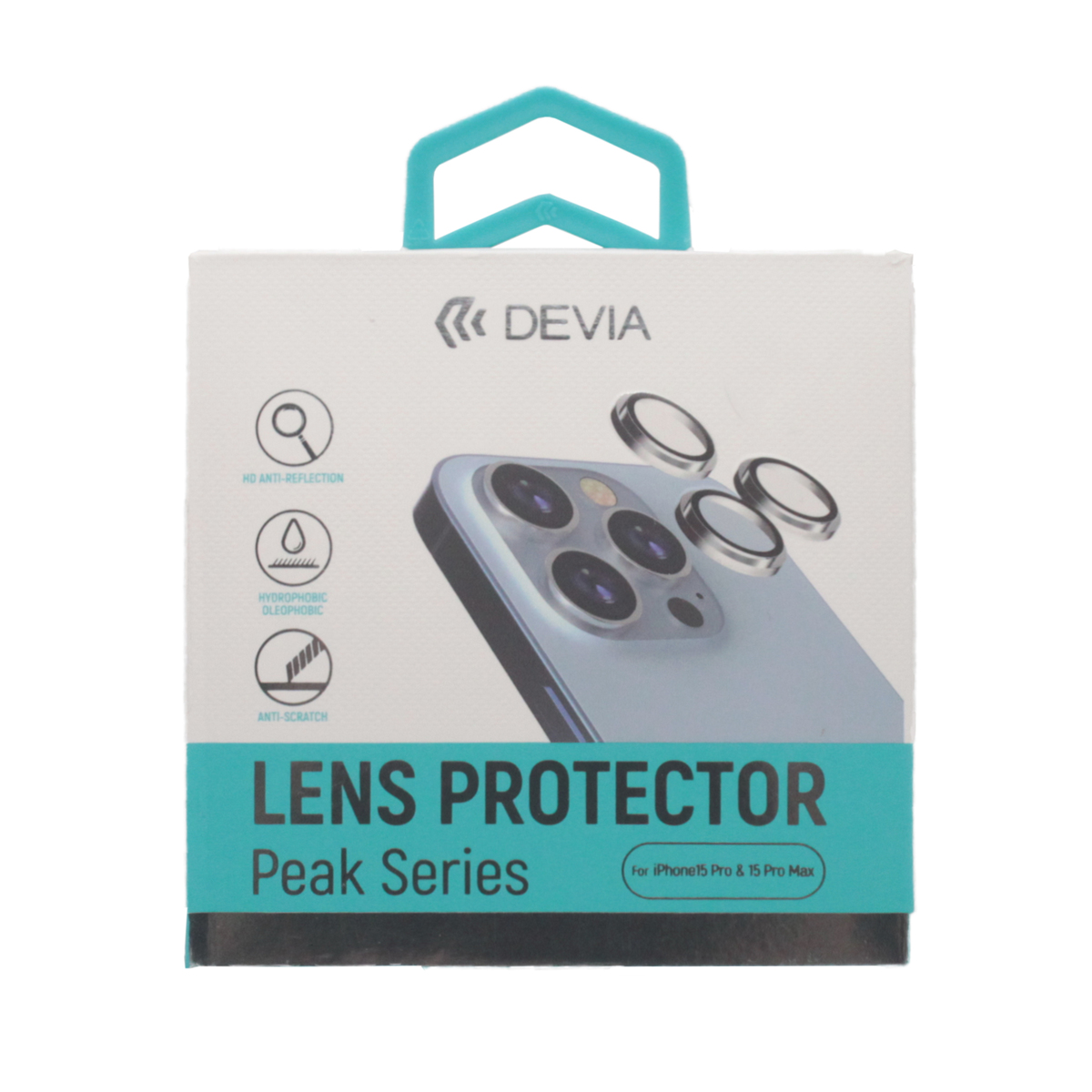 Защитное стекло для камеры Devia Peak Series Lens Protector для iPhone 15 Pro/15 Pro Max (Цвет: Titanium)