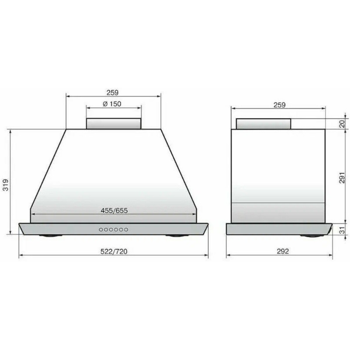 Вытяжка встраиваемая Elikor S4 52Н-700-Э4Д (Цвет: Inox)