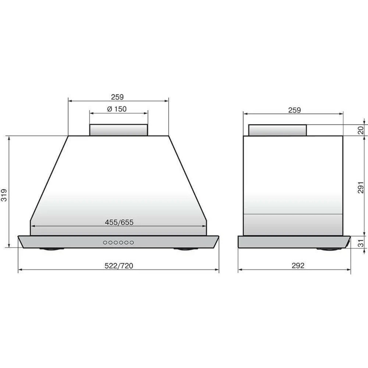 Вытяжка встраиваемая Elikor S4 72Н-700-Э4Д (Цвет: Inox)