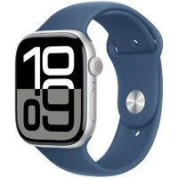 Умные часы Apple Watch Series 10 46mm Aluminum Case with Sport Band M/L (Цвет: Silver/Denim)