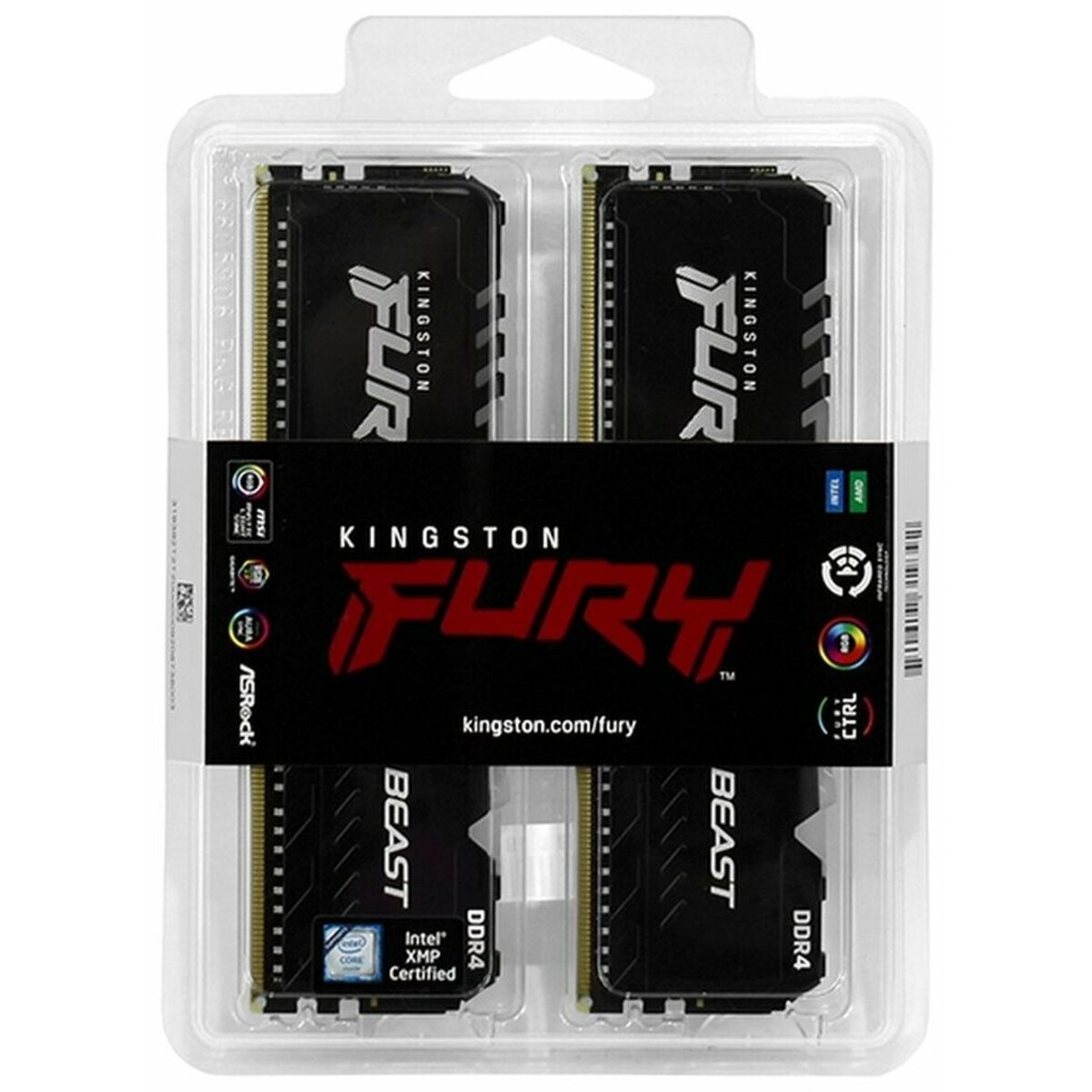 Память DDR4 2x16Gb 3600Mhz Kingston FURY Beast RGB KF436C18BBAK2 / 32