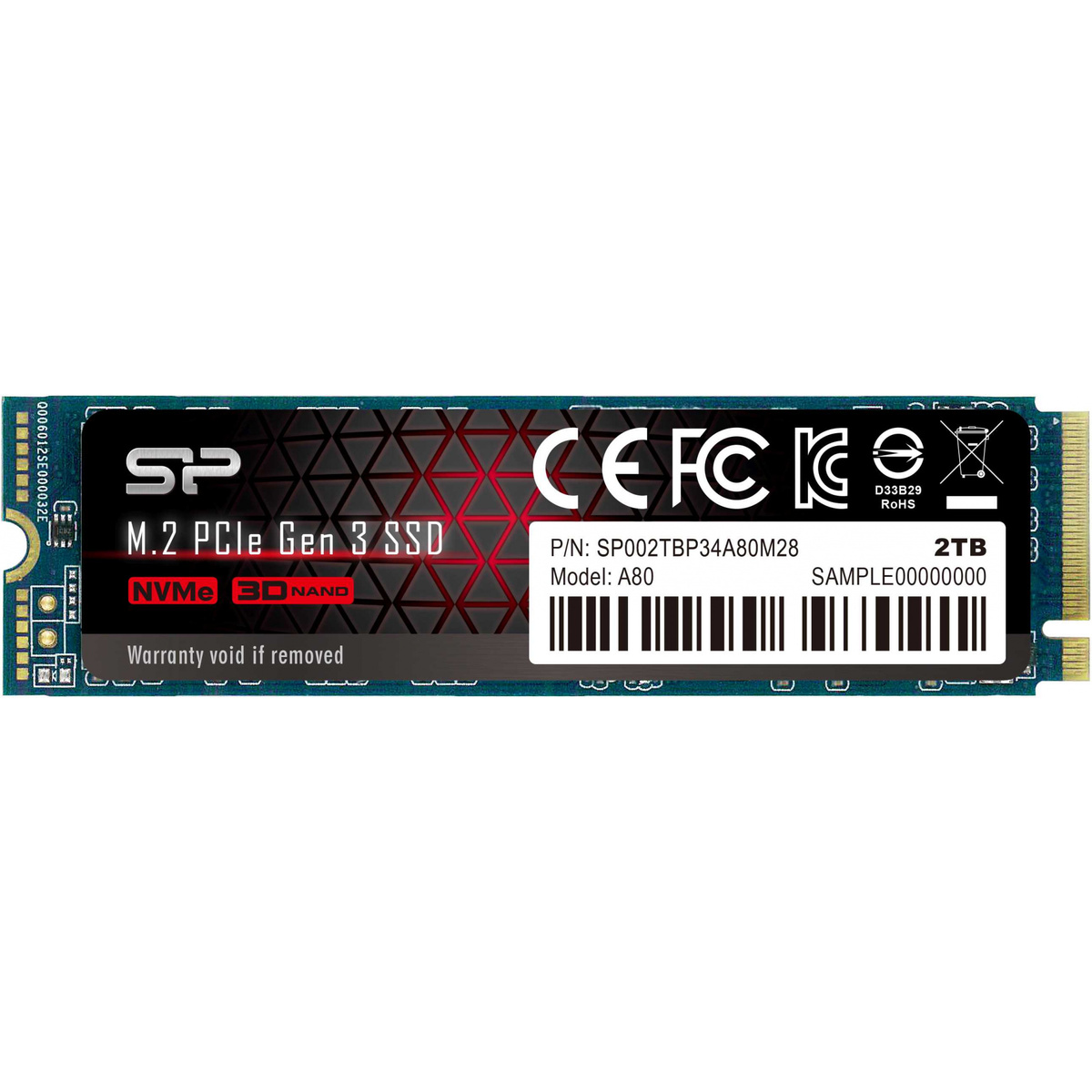 Накопитель SSD Silicon Power PCI-E 3.0 x4 2Tb SP002TBP34A80M28