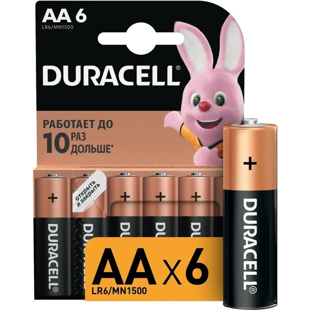 Набор щелочных батареек Duracell Basic LR6 AA (6шт)