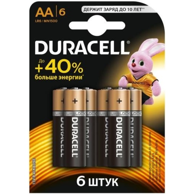 Набор щелочных батареек Duracell Basic LR6 AA (6шт)