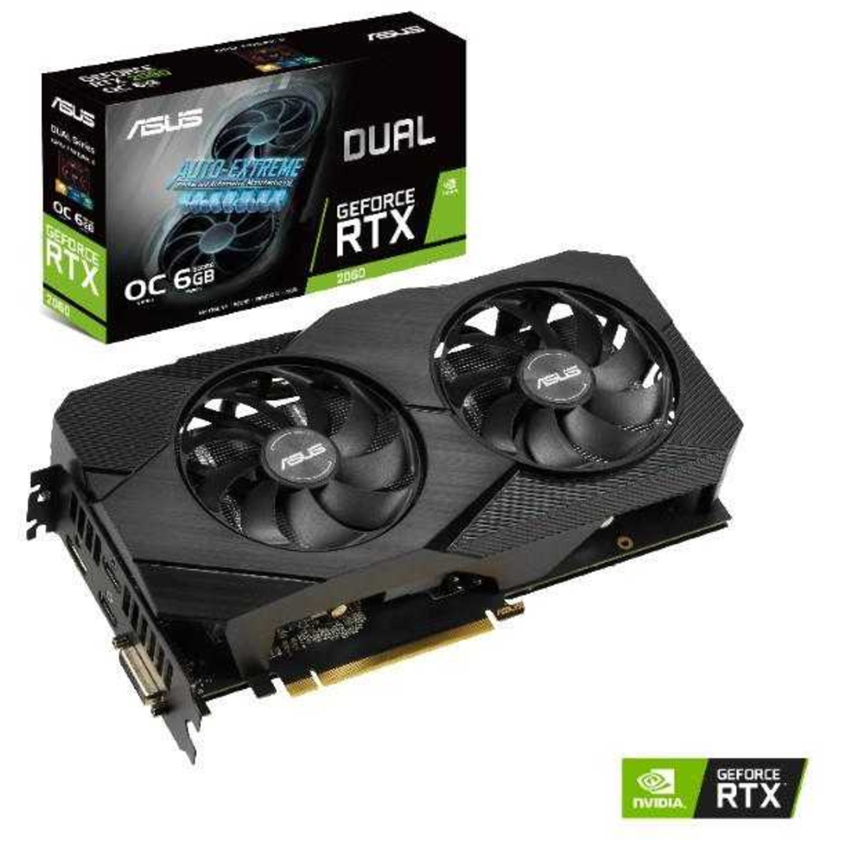 Видеокарта ASUS DUAL GeForce RTX 2060 1365MHz PCI-E 3.0 6144MB 14000MHz 192 bit DVI DisplayPort 2xHDMI HDCP EVO OC