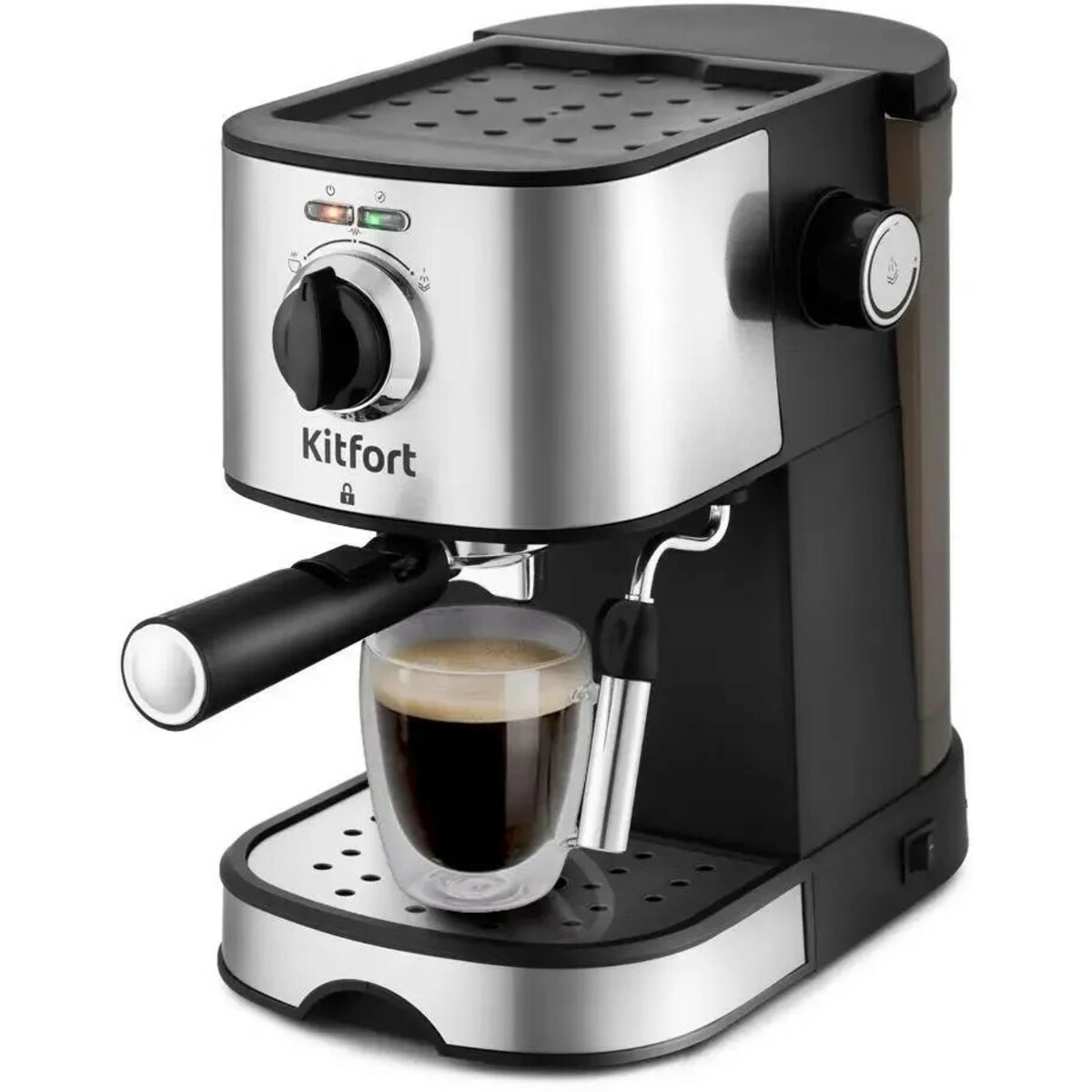 Кофеварка рожковая Kitfort КТ-753 (Цвет: Black/Inox)