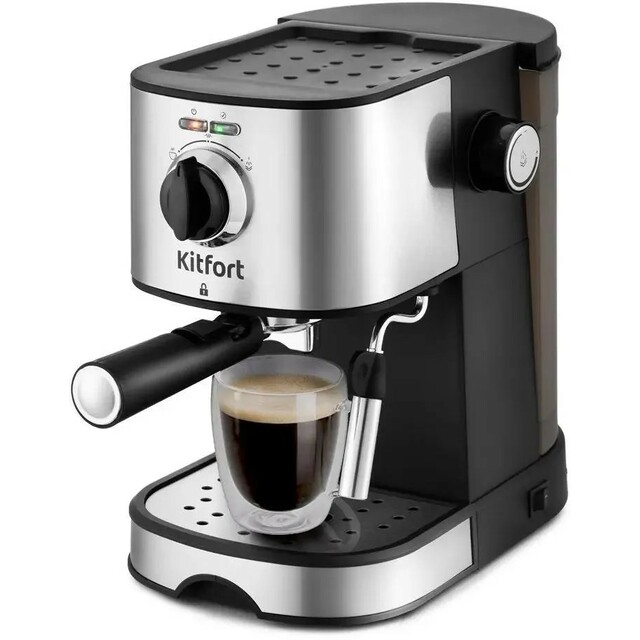 Кофеварка рожковая Kitfort КТ-753 (Цвет: Black / Inox)