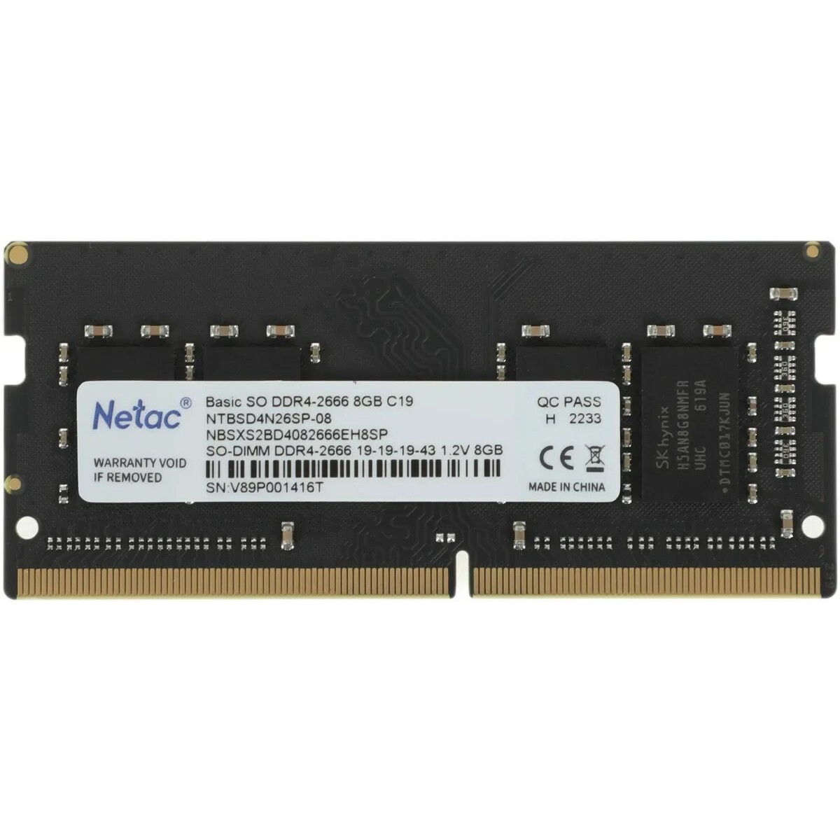 Память DDR4 8Gb 2666Mhz Netac NTBSD4N26SP-08