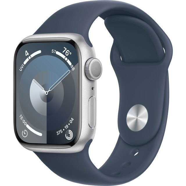 Умные часы Apple Watch Series 9 45mm Aluminum Case with Sport Band S/M (Цвет: Silver/Storm Blue)