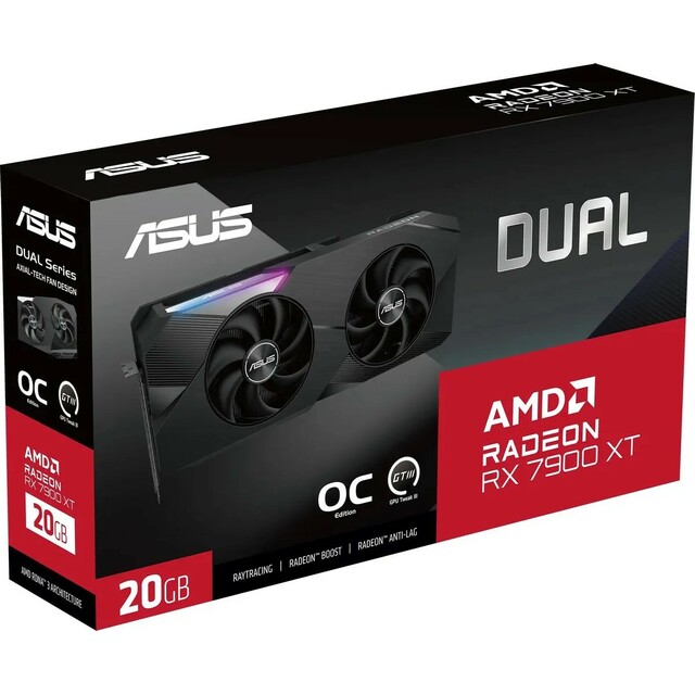 Видеокарта Asus Radeon RX 7900XT DUAL 20Gb OC (DUAL-RX7900XT-O20G)