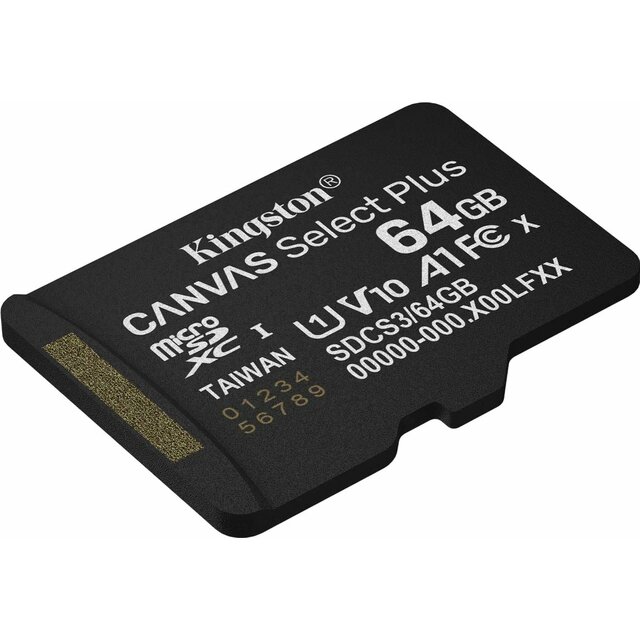 Карта памяти microSDXC 64GB Kingston SDCS3 / 64GBSP Canvas Select Plus V10 A1 w / o adapter, черный Карта памяти microSDXC 64GB Kingston SDCS3 / 64GBSP Canvas Select Plus V10 A1 w / o adapter, черный