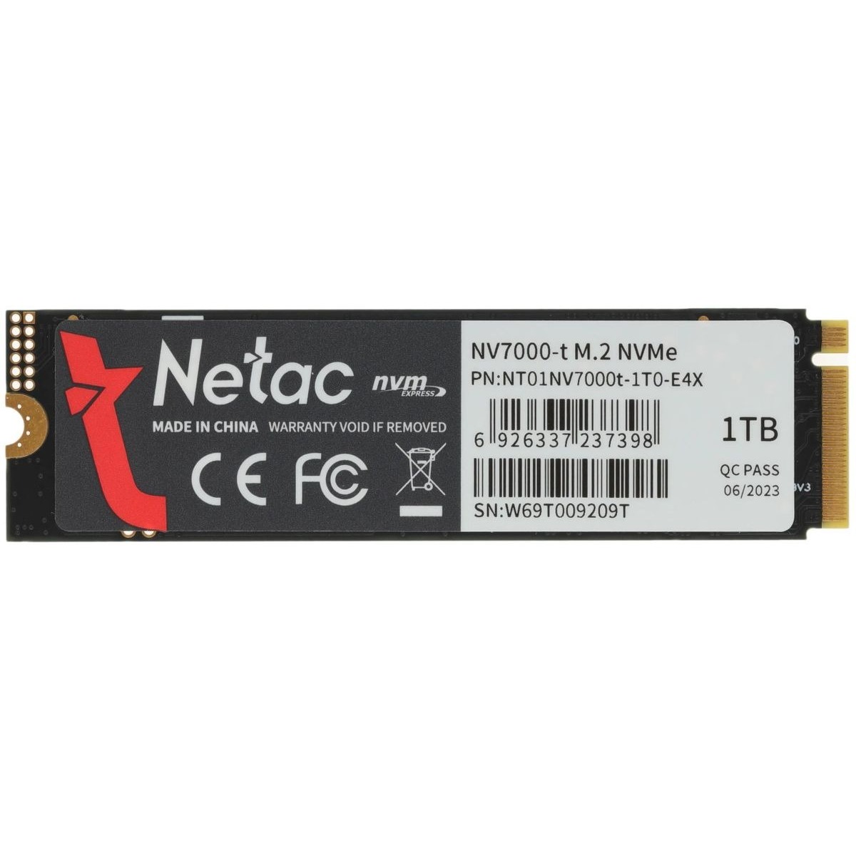 Накопитель SSD Netac PCI-E 4.0 x4 1Tb NT01NV7000t-1T0-E4X