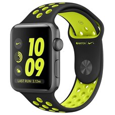 Умные часы Apple Watch Series 2 42mm with Nike Sport Band (Цвет: Space Gray / Black and Volt)