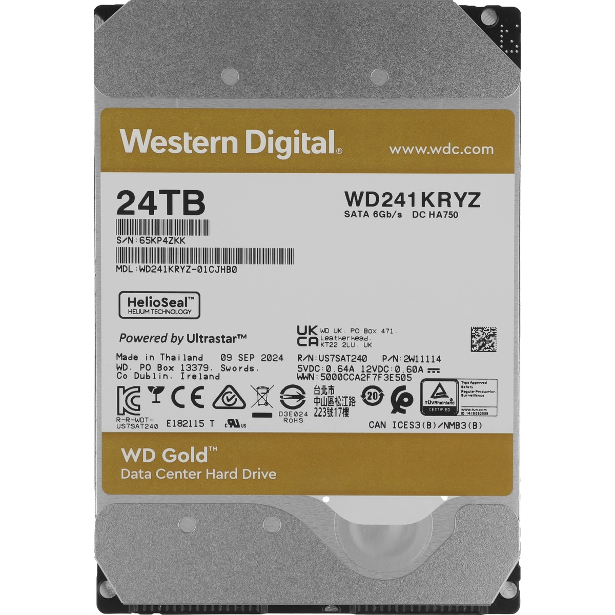 Жесткий диск WD SATA-III 24TB WD241KRYZ Server Gold 512E