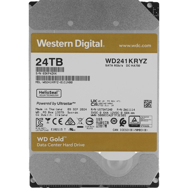 Жесткий диск WD SATA-III 24TB WD241KRYZ Server Gold 512E