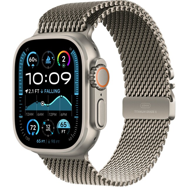 Умные часы Apple Watch Ultra 2 (2024) 49mm Titanium Case with Titanium Milanese Loop M (Цвет: Natural)