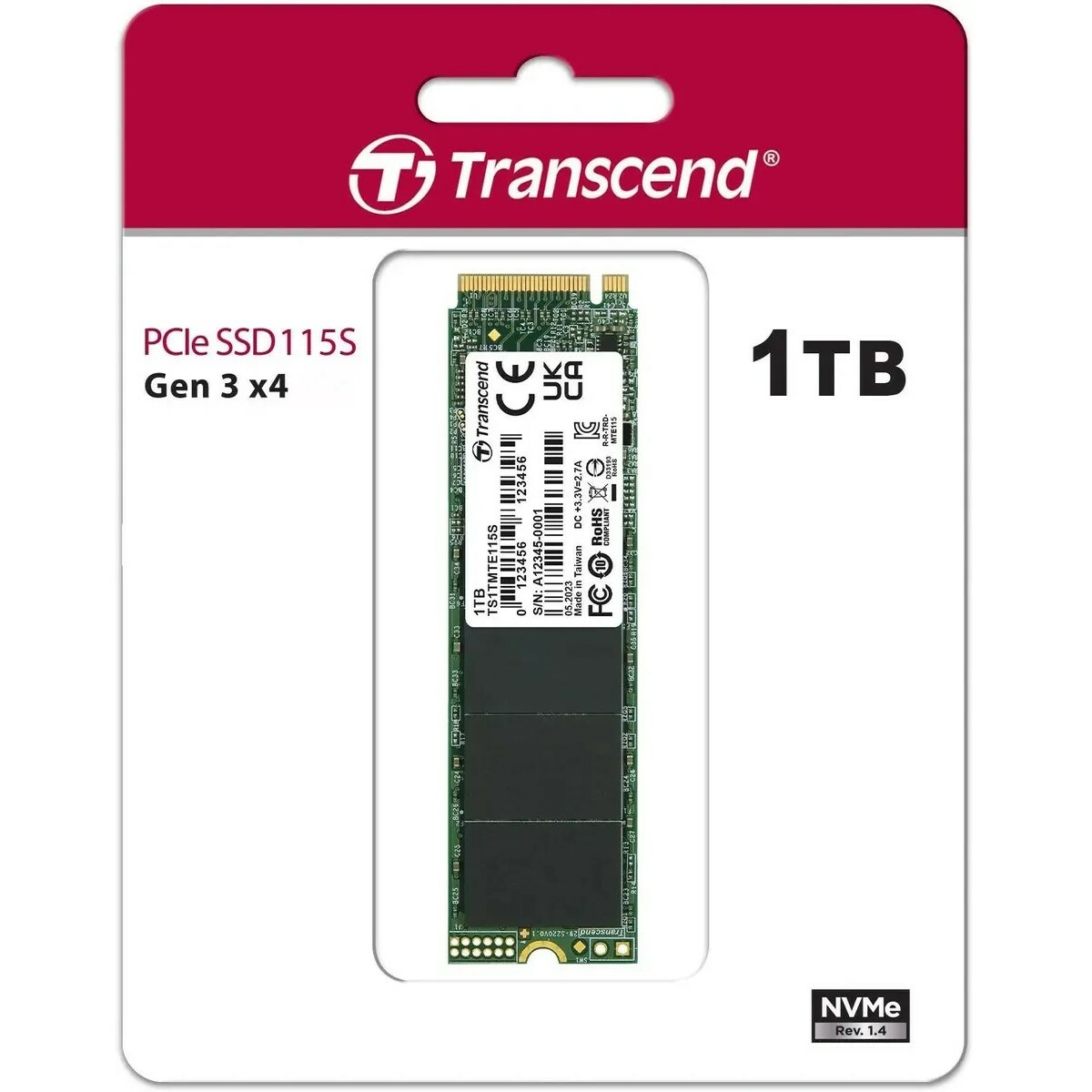 Накопитель SSD Transcend PCI-E 3.0 x4 1Tb TS1TMTE115S