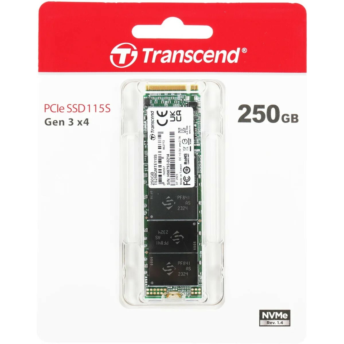 Накопитель SSD Transcend PCI-E 3.0 x4 250Gb TS250GMTE115S